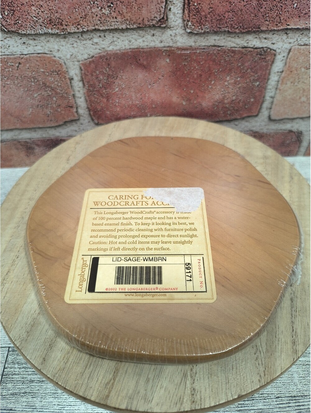Longaberger Warm Brown Sage WoodCrafts Basket Lid Vintage 2002 59171 New Hostess